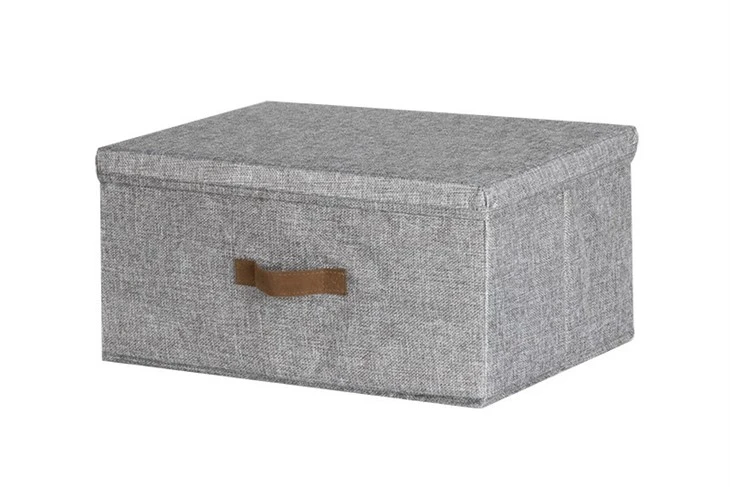 Customized Folded Linen And Polyester Storage Box With Lid Wholesale