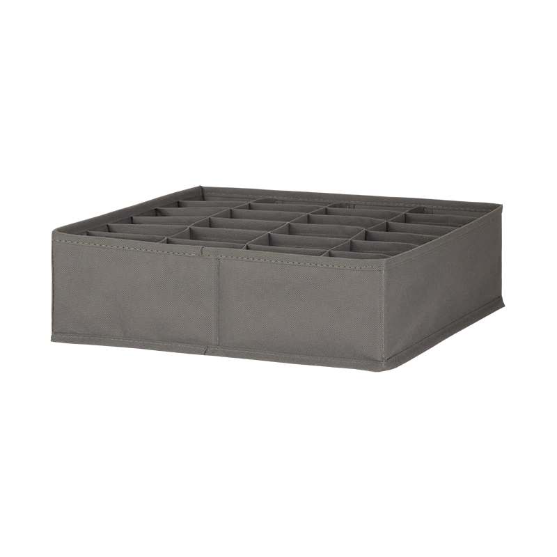 grey material storage boxes